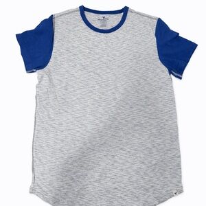 American Eagle Men’s Gray Blue Ringer T-Shirt Active Flex Medium Short Sleeve